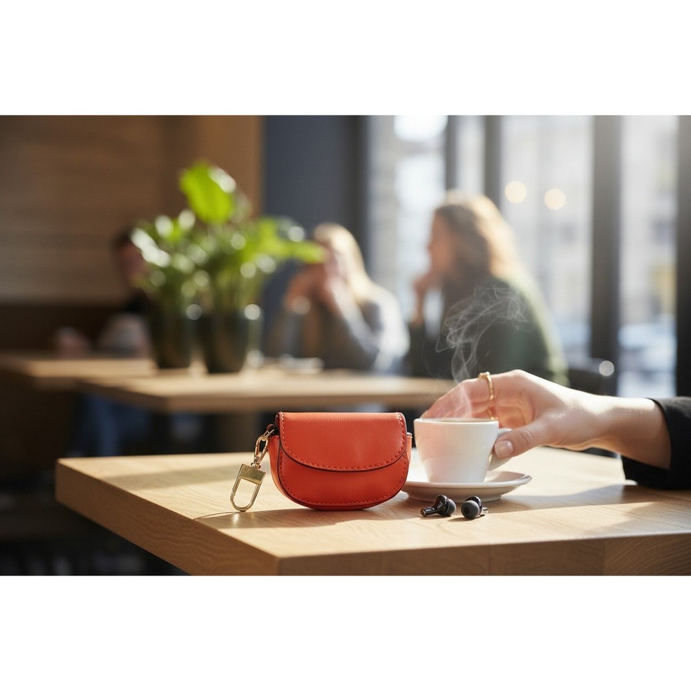 Merona Mini Bag Keychain Women OS Red Brand New Faux Leather Micro Charm Pouch